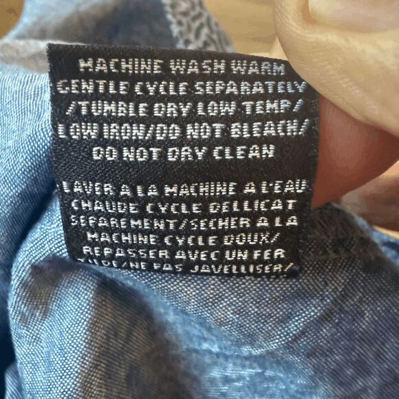 Staple Pigeon Men's Geometric Long Sleeve Button Down Shirt Blue Size Large - Picture 6 of 7